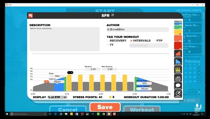 Opzionale: Imposta la cadenza di pedalata desiderata per ogni fase.
