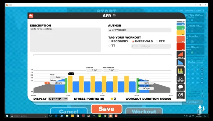 Per iniziare l'allenamento, seleziona il tuo 'Custom Workout' e clicca su 'Start Workout'.