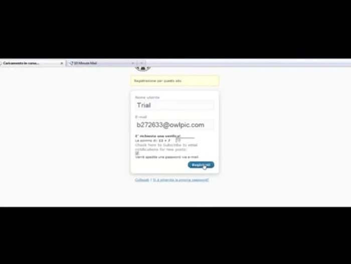 Completa la registrazione.