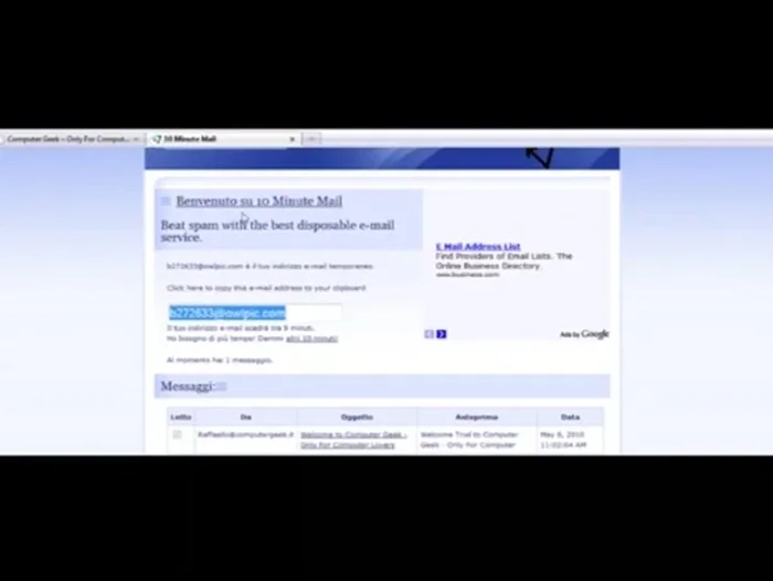 Dopo 10 minuti (o l'estensione scelta), l'indirizzo email e tutte le email associate vengono automaticamente cancellati.