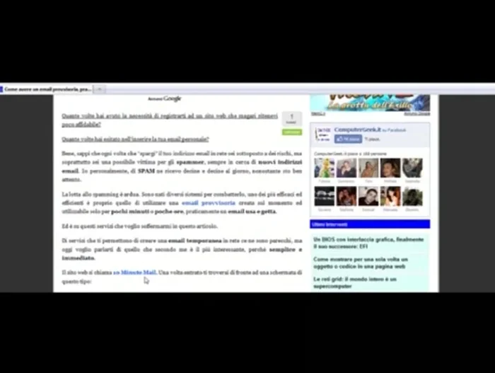 Copia l'indirizzo email temporaneo.