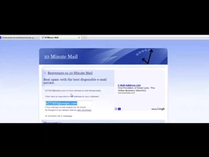 Copia l'indirizzo email temporaneo.