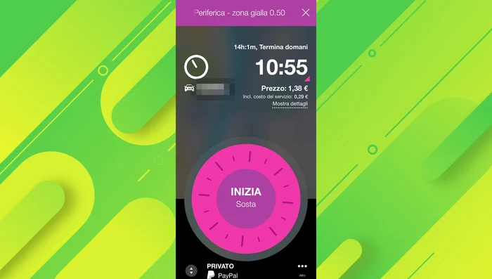 Esponi il tagliandino digitale EasyPark sul cruscotto.