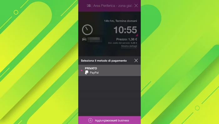 Esponi il tagliandino digitale EasyPark sul cruscotto.