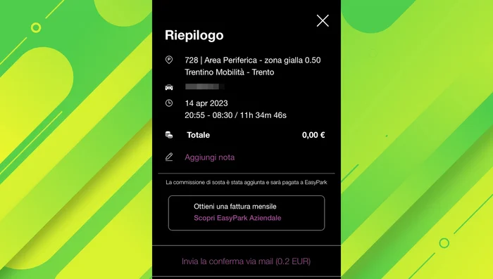 Per terminare la sosta, apri l'app e clicca su "Termina sosta".