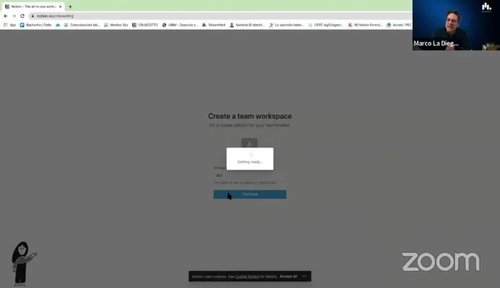 Creazione di un nuovo spazio di lavoro Notion.