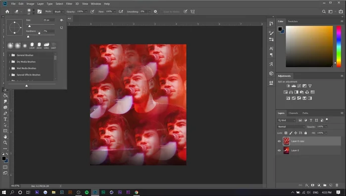 Utilizzare eventualmente lo strumento Gomma per affinare i bordi dell'effetto.
