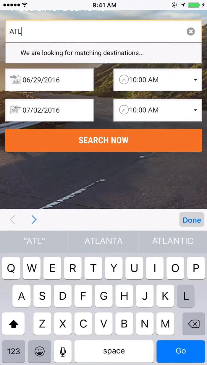 Inserisci le date di ritiro e riconsegna dell'auto.