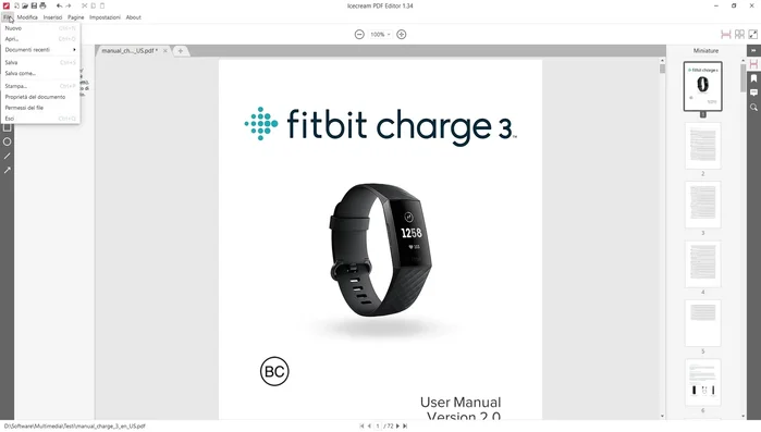 Andare su 'File' e poi su 'Permessi del file'.