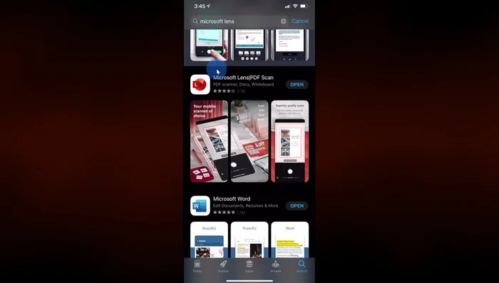 Scarica e installa l'app Microsoft Lens dal tuo App Store (iPhone) o Play Store (Android).