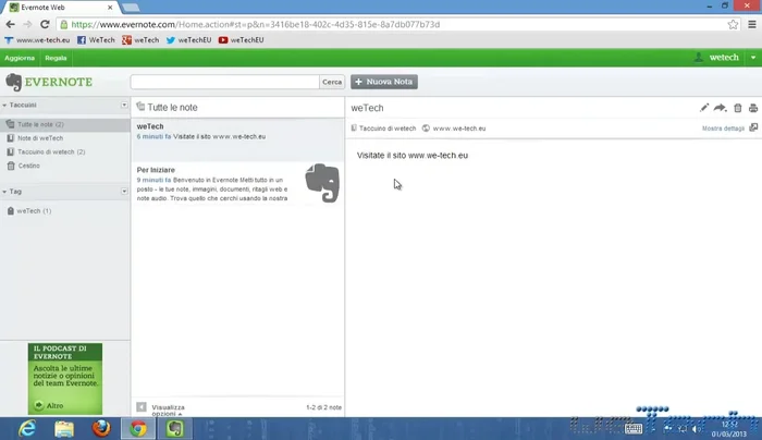 Condividere le note tramite Facebook, Twitter, LinkedIn, email o creando un collegamento.