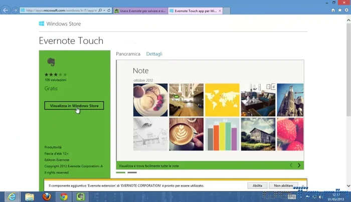 Accedere al Windows Store e installare l'applicazione Evernote.