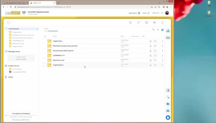 Navigare nella propria area Cloud.