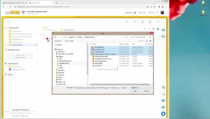 Selezionare i file da caricare dal computer.