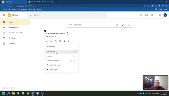 Salva il promemoria. Ora la nota apparirà nella sezione "Promemoria" di Google Keep e in Google Calendar.