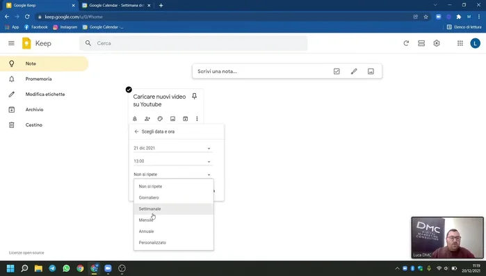 Salva il promemoria. Ora la nota apparirà nella sezione "Promemoria" di Google Keep e in Google Calendar.