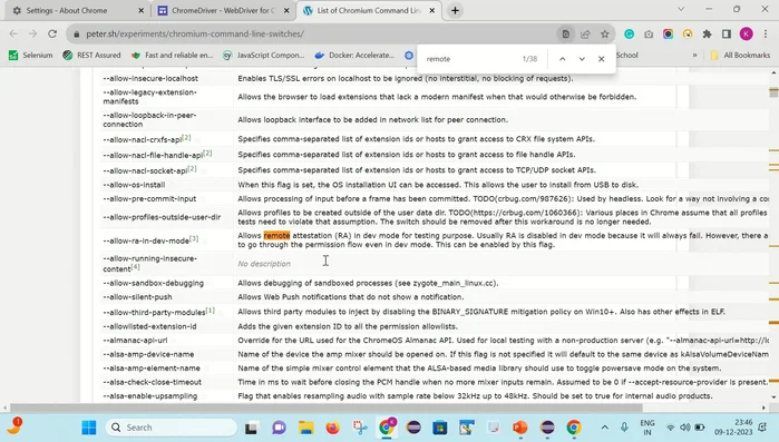 Aggiungere l'argomento `--remote-allow-origins=*` alle `ChromeOptions` per abilitare la connessione WebSocket da qualsiasi origine.