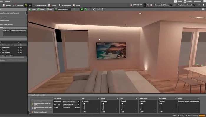 Utilizzo di profili gola luminoso per un'illuminazione nascosta ed elegante sulla parete TV.