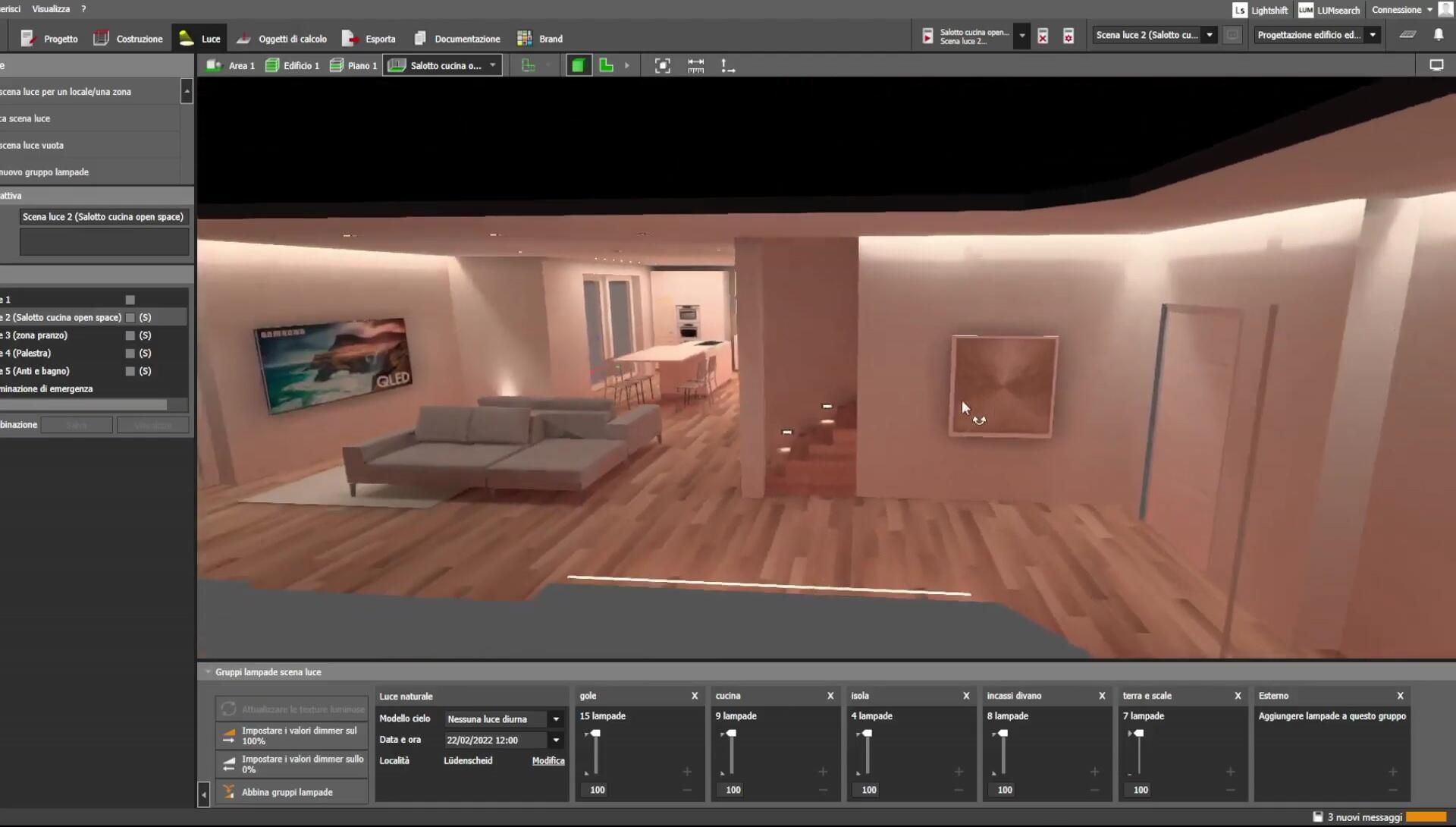 Progettazione Luce 3D: Illuminare Open Space con Efficacia