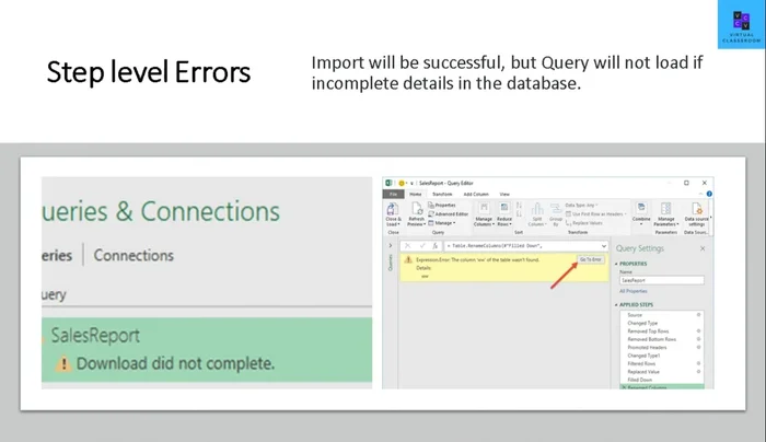Risoluzione errori di passaggio: Controllare attentamente i messaggi di errore per identificare le colonne o i dati malformatti. Correggere gli errori individuati.