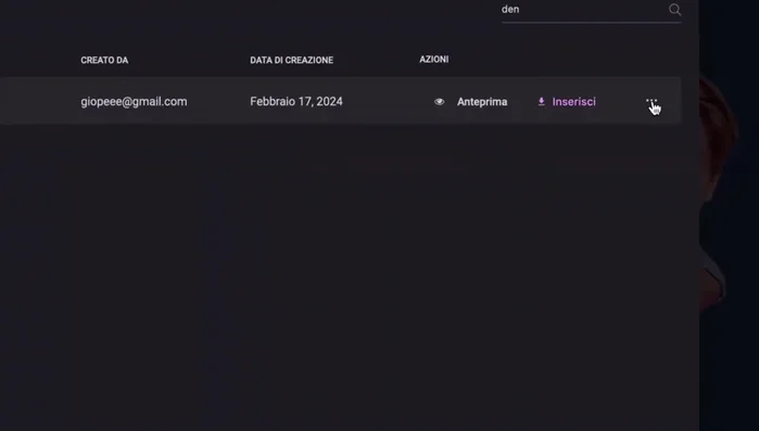 Importazione del Template Elementor