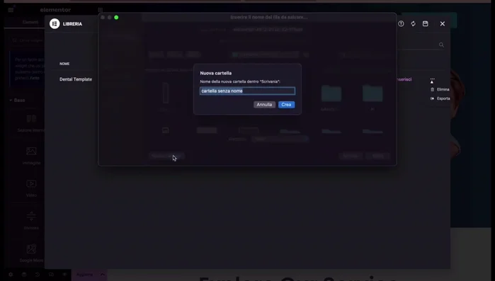 Importazione del Template Elementor
