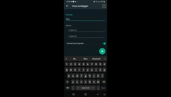 Aggiungi le opzioni di risposta nella sezione corrispondente.