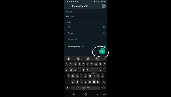 Fai clic sul pulsante di invio per condividere il sondaggio.