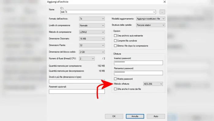 Opzionale: Crittografare anche i nomi dei file.
