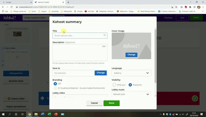 Condividi il tuo quiz con gli studenti tramite il link generato nella sezione 'My Kahoots'.