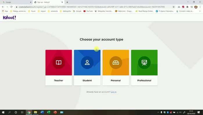 Accedi al tuo account Kahoot!