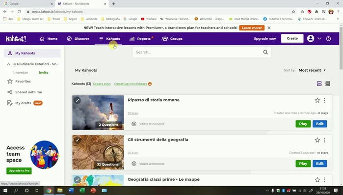 Condividi il tuo quiz con gli studenti tramite il link generato nella sezione 'My Kahoots'.