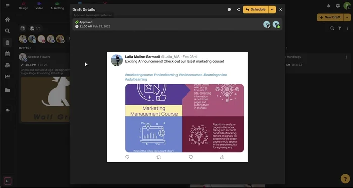 Utilizza la sezione commenti per la collaborazione di team e la revisione dei contenuti.