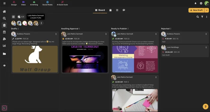 Gestisci la visualizzazione dei tuoi diversi account social selezionando o deselezionando le relative icone.