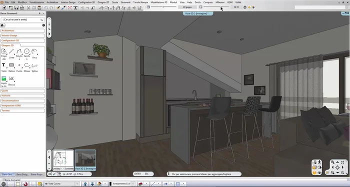 Controllare i parametri nella scheda 'Dettagli' anche prima di eseguire il rendering (è possibile interrompere e riavviare l'elaborazione con nuovi parametri senza tornare al modello 3D).
