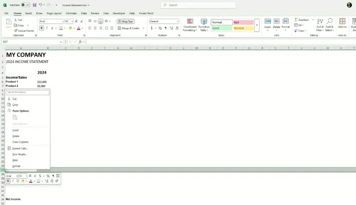 Inserisci le voci di spesa e somma le spese per ottenere il Totale delle Spese. Usa la funzione SOMMA di Excel.