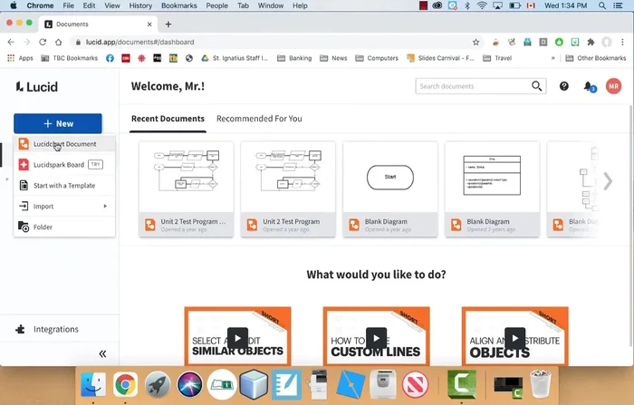 Crea un nuovo documento Lucidchart.