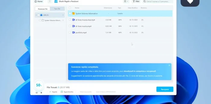 Scegliere la directory di salvataggio e cliccare nuovamente su "Recupera".