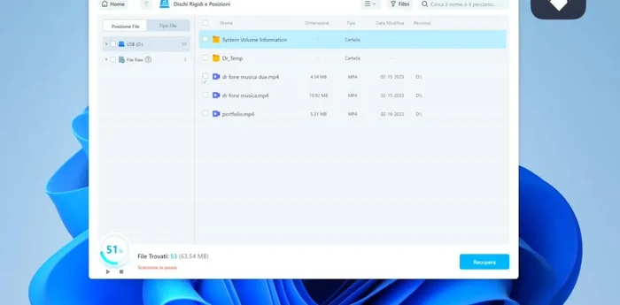 Scegliere la directory di salvataggio e cliccare nuovamente su "Recupera".