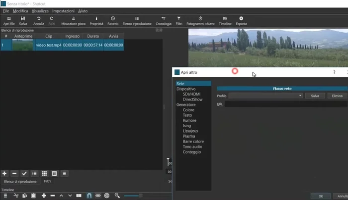 Aggiungere il generatore di colore alla nuova traccia video, riducendo la durata a pochi secondi.