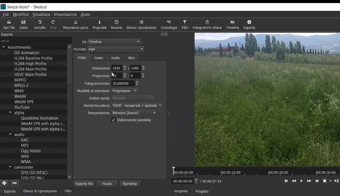 Esportare il video con le modifiche.