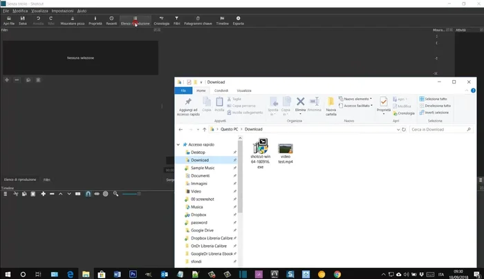 Importare il video in Shotcut.