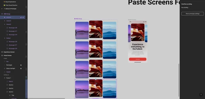 Spostamento e regolazione dell'opacità delle immagini nelle diverse varianti.