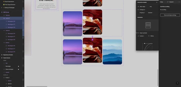 Regolazione finale dei tempi di animazione per ottimizzare la fluidità (400 millisecondi per le immagini, 1100 millisecondi per il testo).