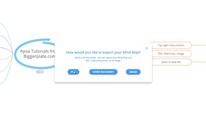 Selezionare il formato desiderato: PDF, documento Word o immagine.