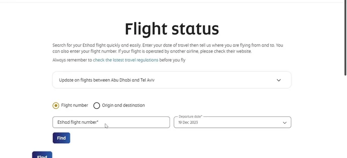 Inserisci il numero del tuo volo nella casella appropriata.