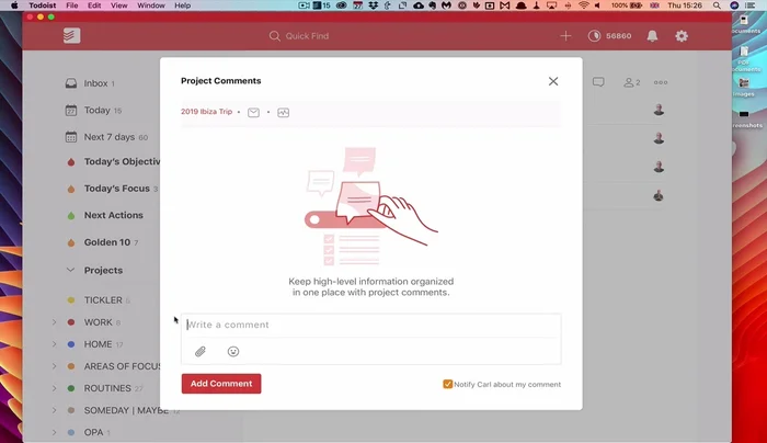 Utilizza la sezione note per comunicare e creare un flusso di chat all'interno del progetto.