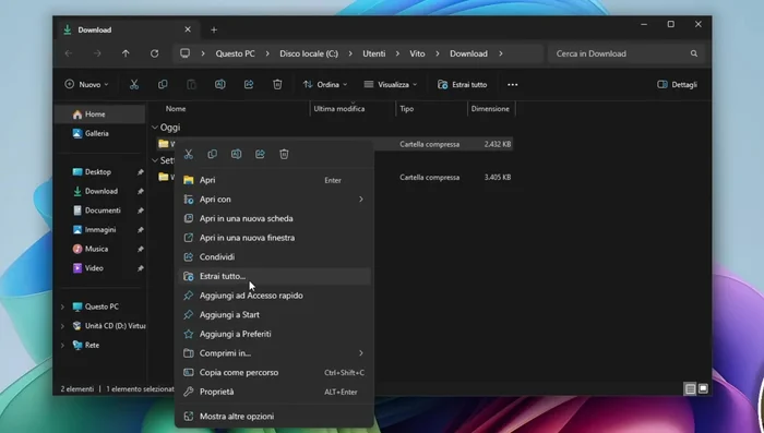 Estrarre il contenuto del file scaricato.