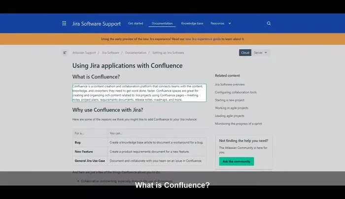 Utilizzare Confluence per la documentazione di progetti Jira: note di riunione, piani di progetto, documenti sui requisiti, note di rilascio, roadmap, ecc.