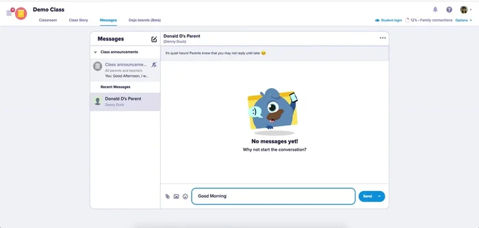 Inviare un messaggio di benvenuto ai genitori.
